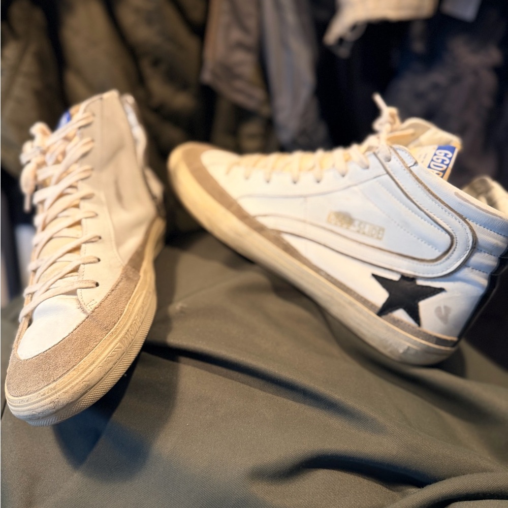 Golden Goose White and Beige Men's Sneakers - Picture 2 of 13